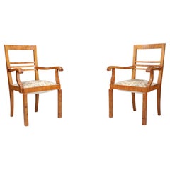Fauteuils Art Déco en noyer avec tapisserie florale originale, CZ 1930