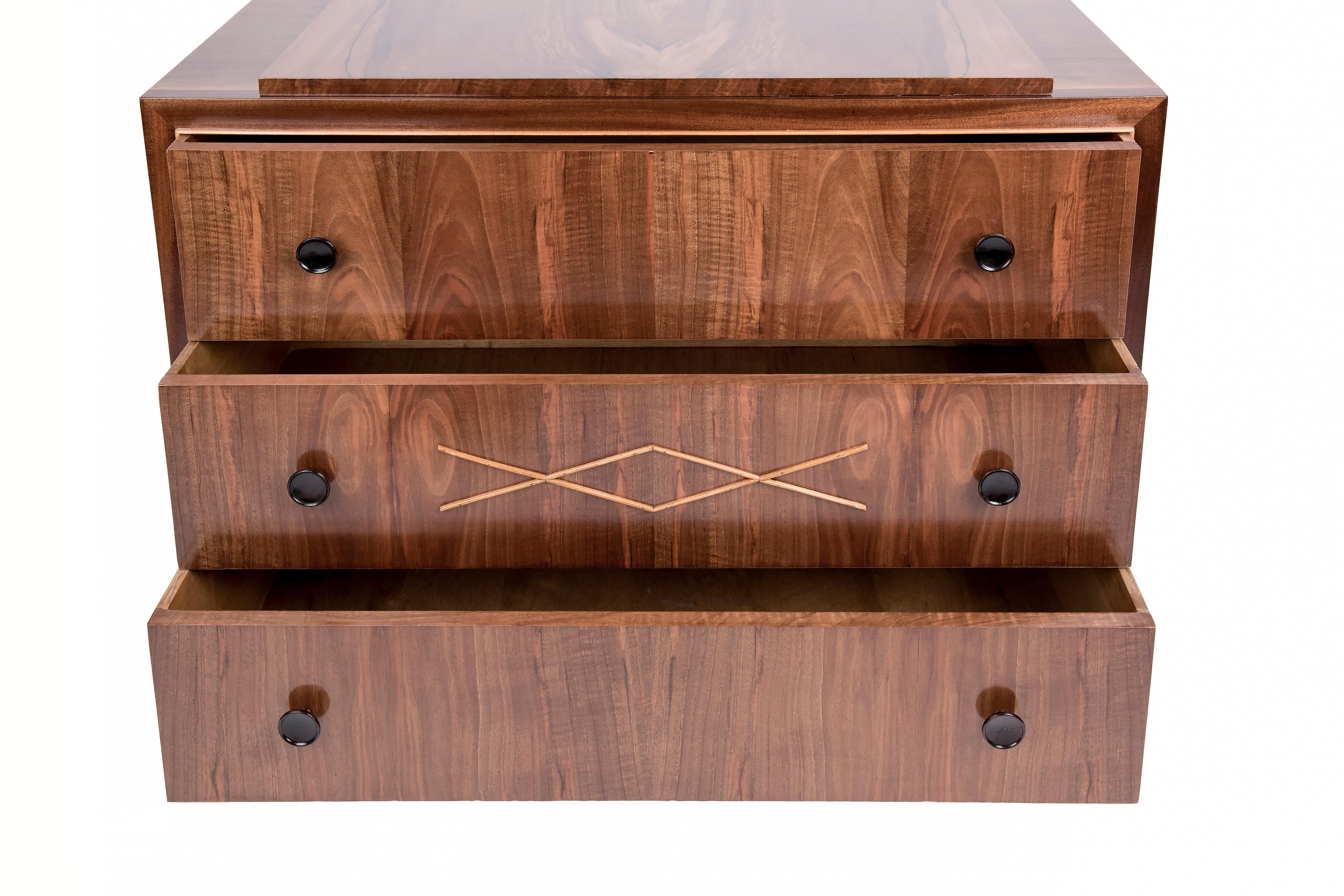Walnut Art Deco Chest of Drawers by DeCoene For Sale 2