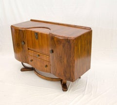 Walnut Art Deco Cocktail Cabinet Bar