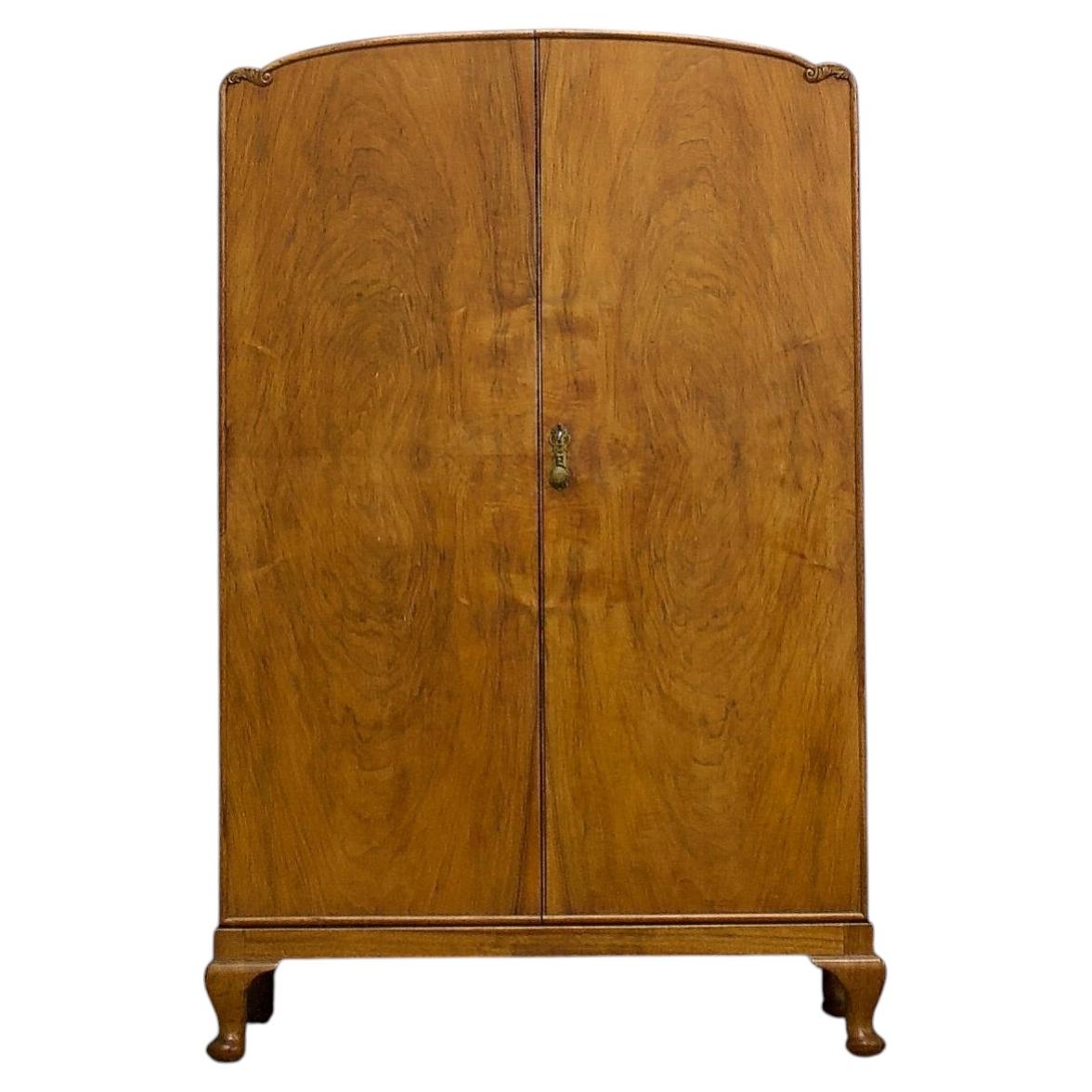 Walnut Art Deco Compactum Compact Wardrobe, 1930s