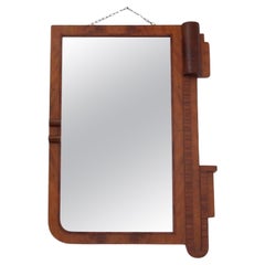 Walnut Art Deco mirror, 1950s.