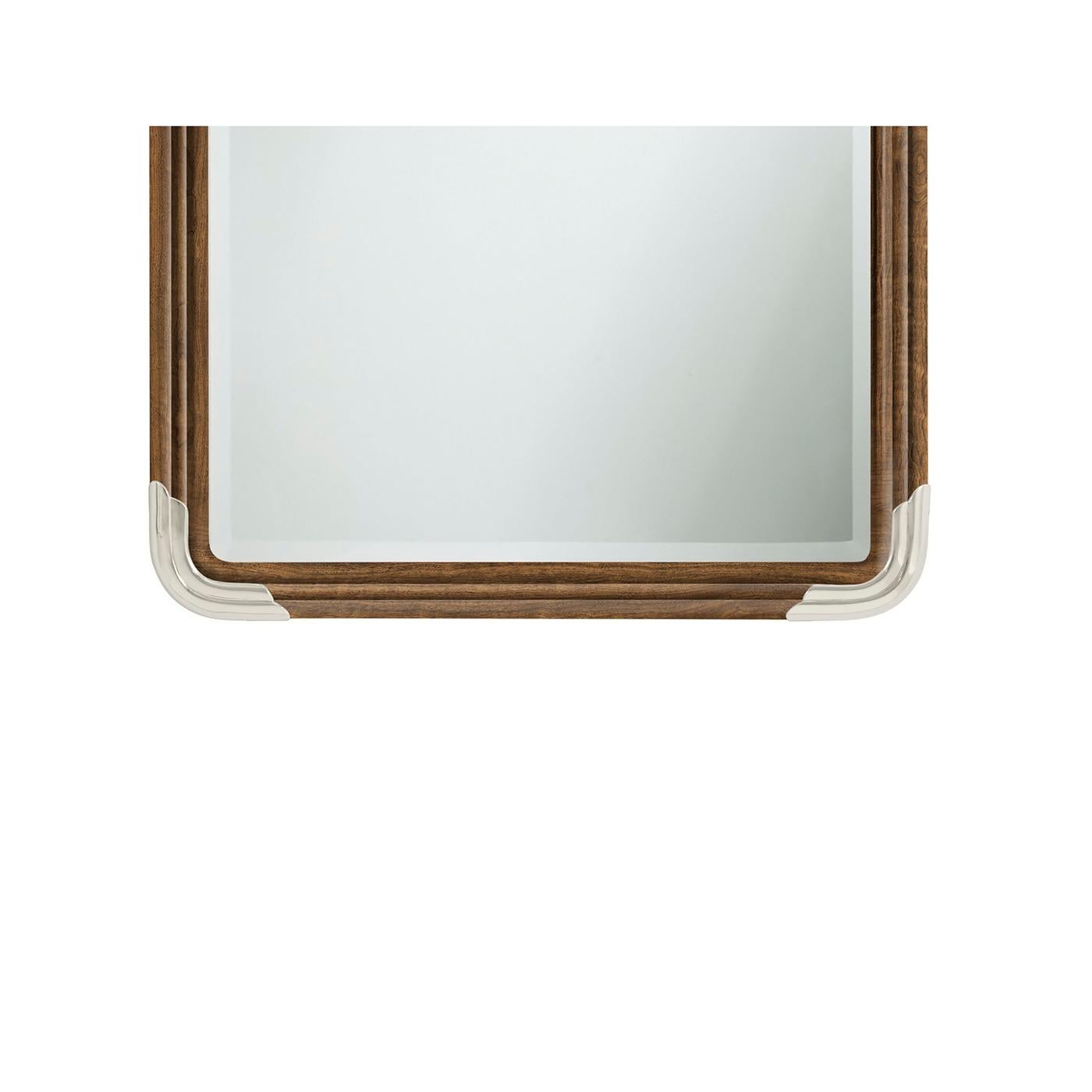 Vietnamese Walnut Art Deco Mirror For Sale