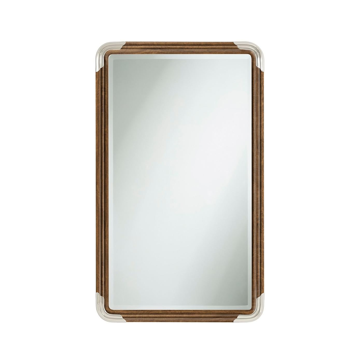 Walnut Art Deco Mirror In New Condition For Sale In Westwood, NJ