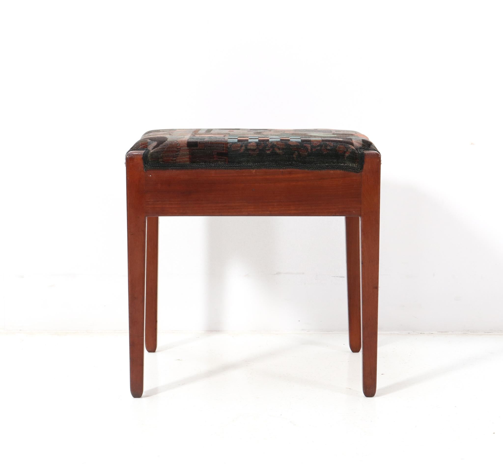 Early 20th Century Walnut Art Deco Modernist Stool by L.O.V. Oosterbeek, 1920s For Sale