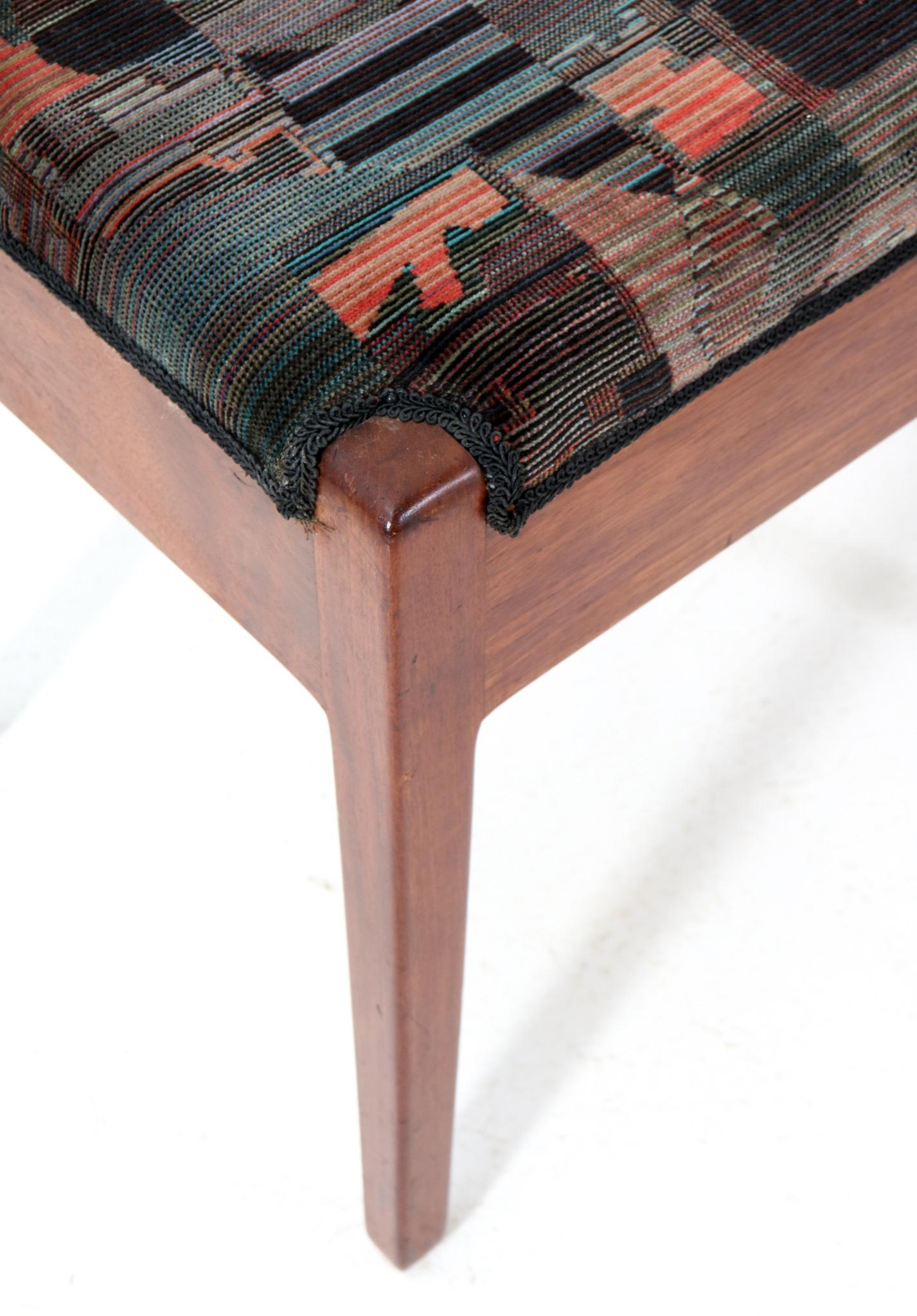 Walnut Art Deco Modernist Stool by L.O.V. Oosterbeek, 1920s For Sale 3