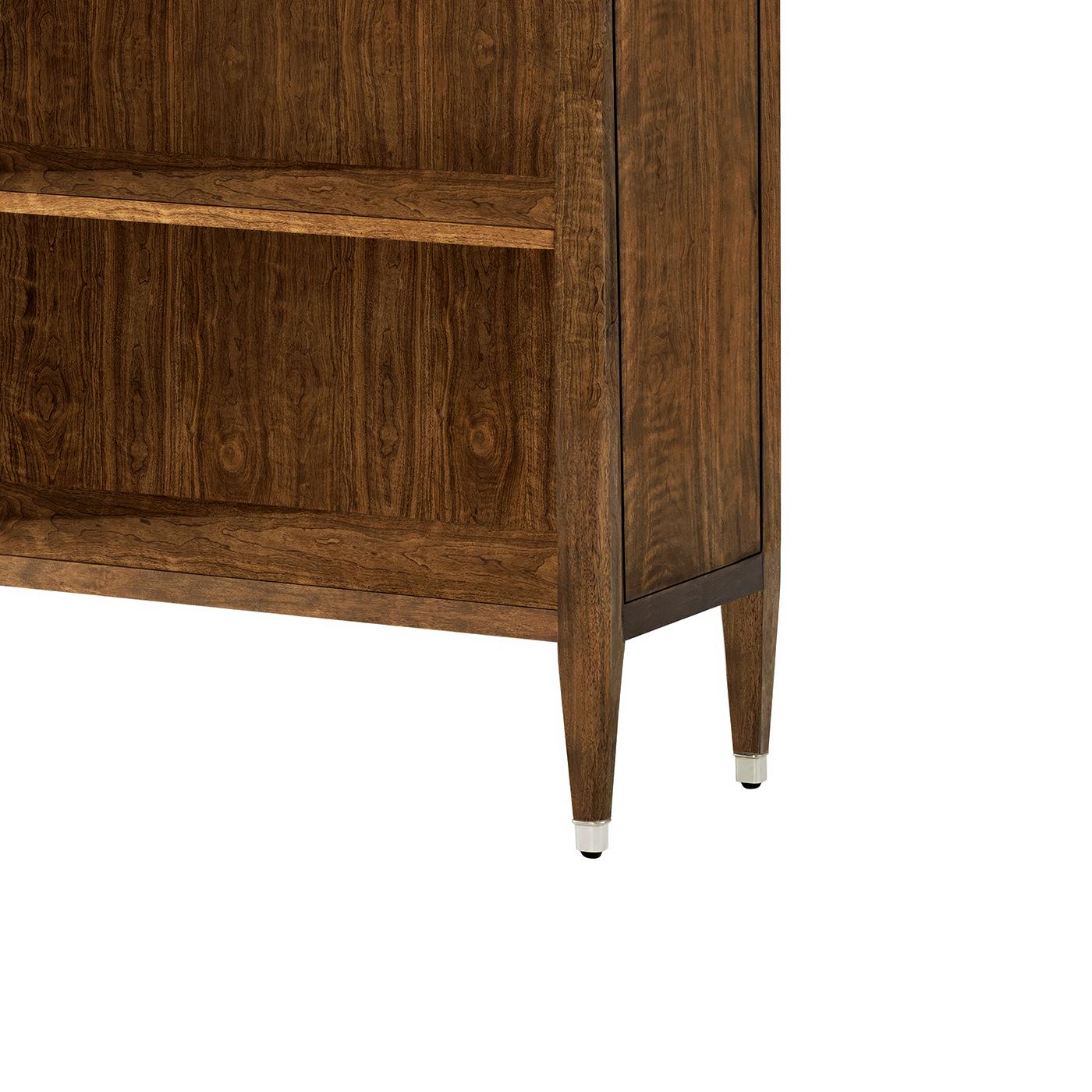 Contemporary Walnut Art Deco Open Bookcase For Sale