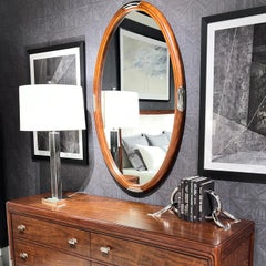 Walnut Art Deco Oval Mirror