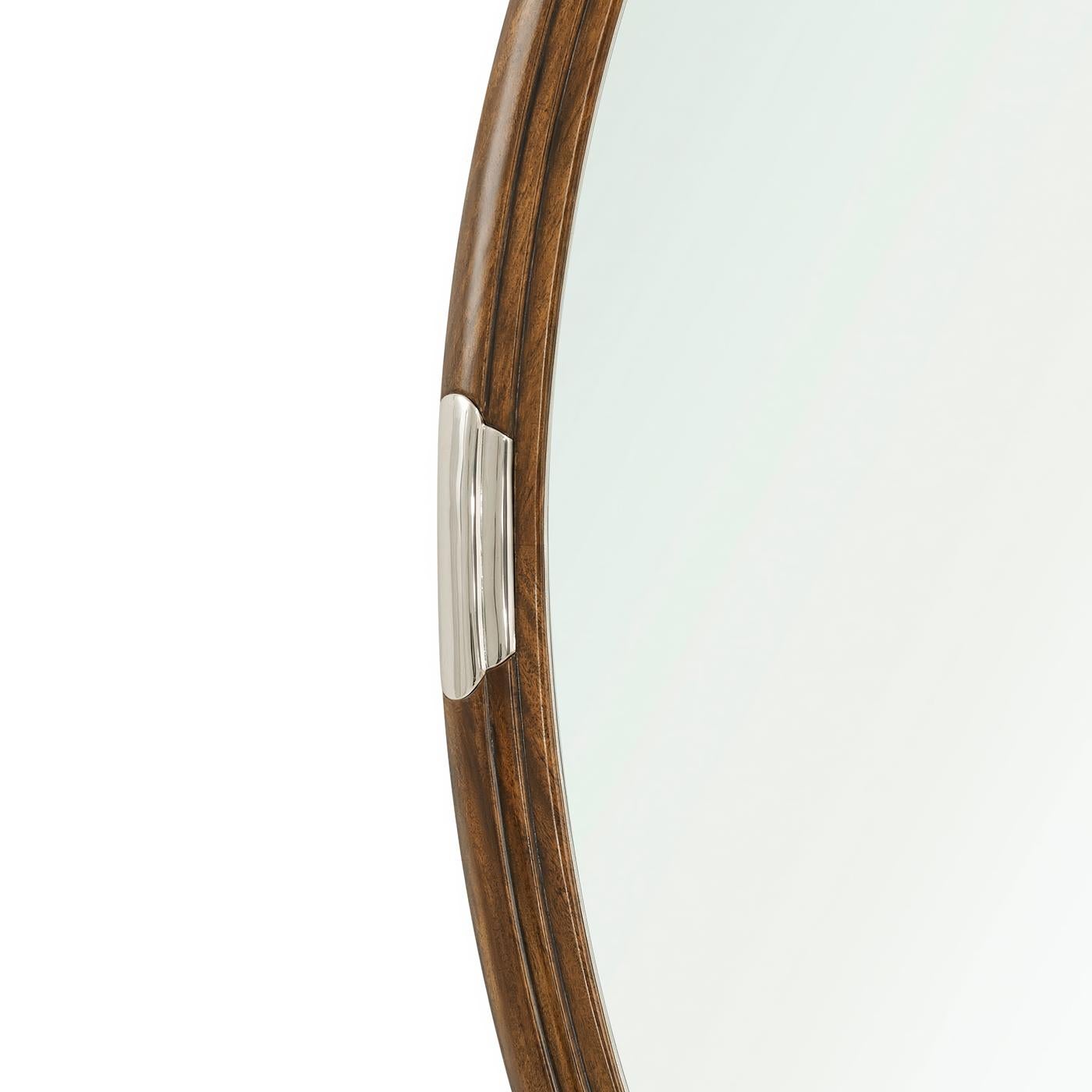 Art déco Miroir ovale Art Deco en noyer en vente