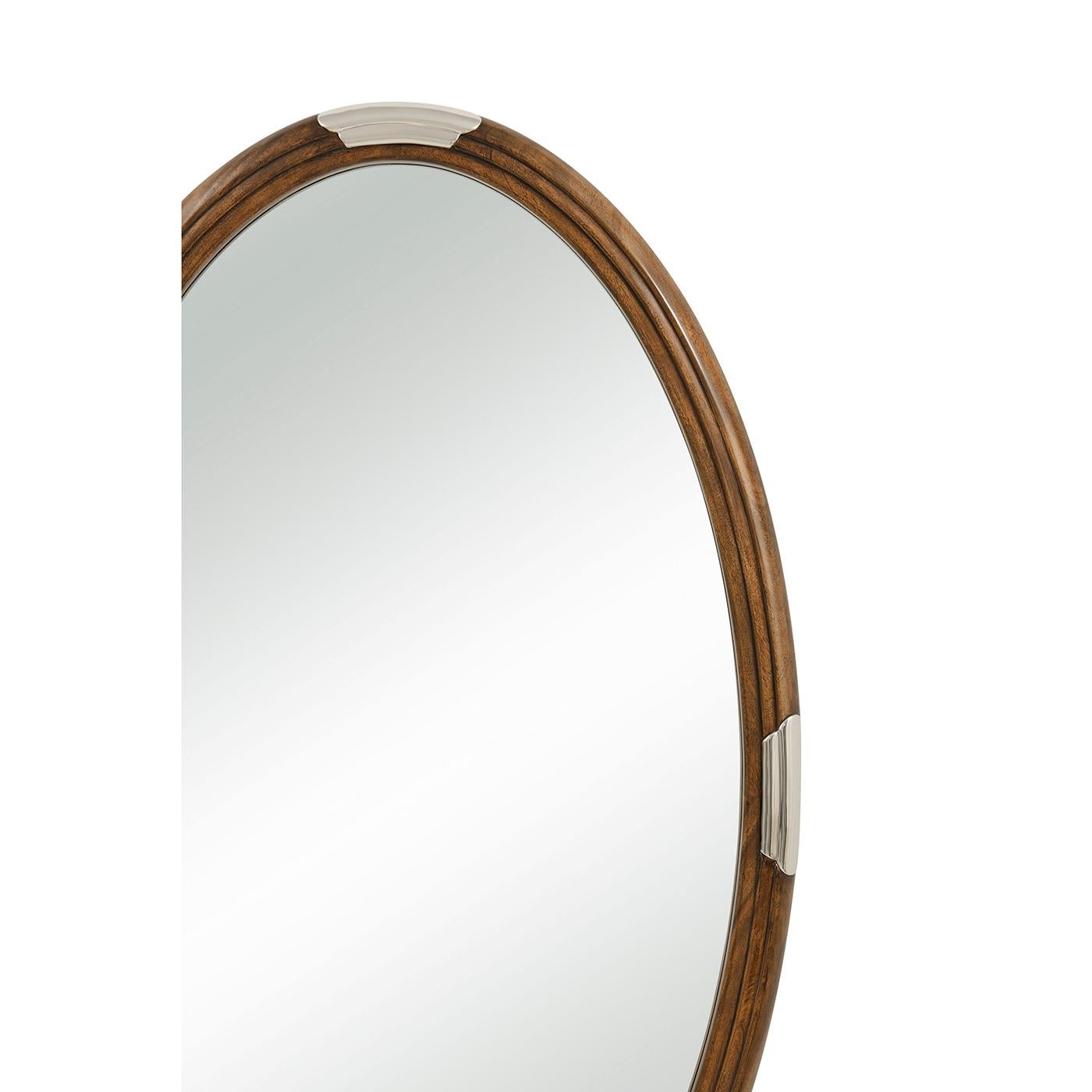 Miroir ovale Art Deco en noyer Neuf - En vente à Westwood, NJ