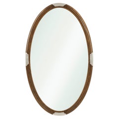 Walnut Art Deco Oval Mirror