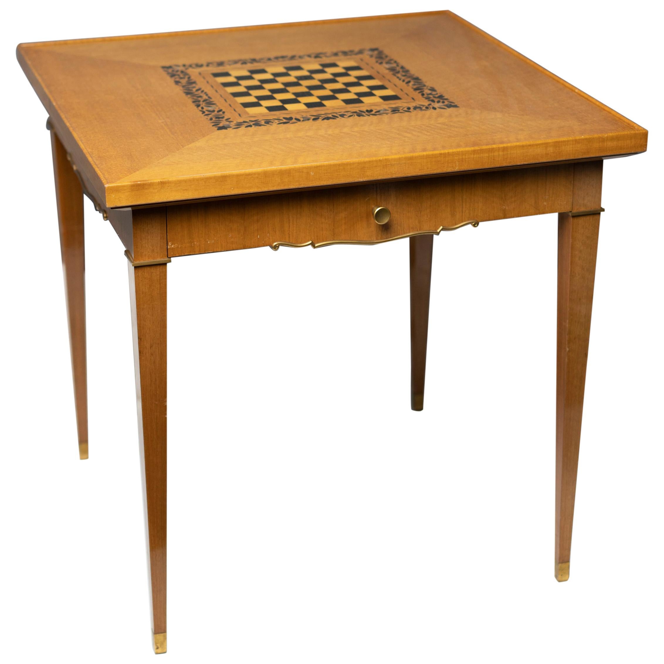 Walnut Art Deco Period Game Table by Jules Leleu For Sale