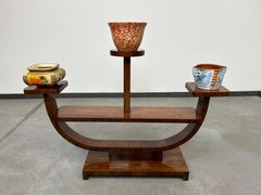 Walnut art deco plant stand