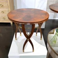 Walnut Art Deco Round Side Table
