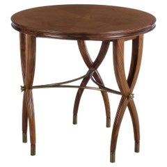 Walnut Art Deco Round Side Table