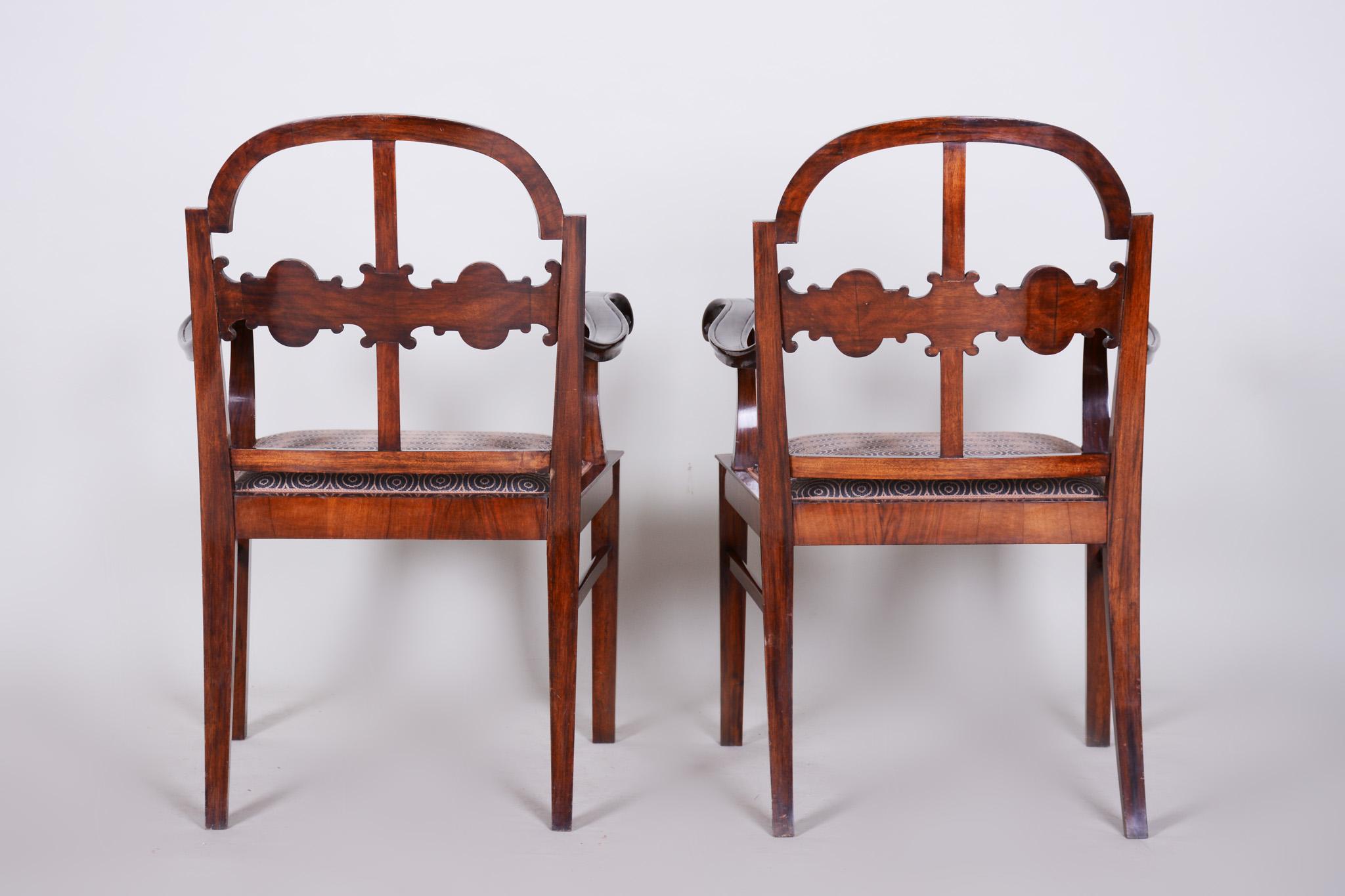 Art-déco-Sessel-Set aus Nussbaumholz, 2 Sessel und 4 Stühle, Shellac Polish, 1920er Jahre im Angebot 4