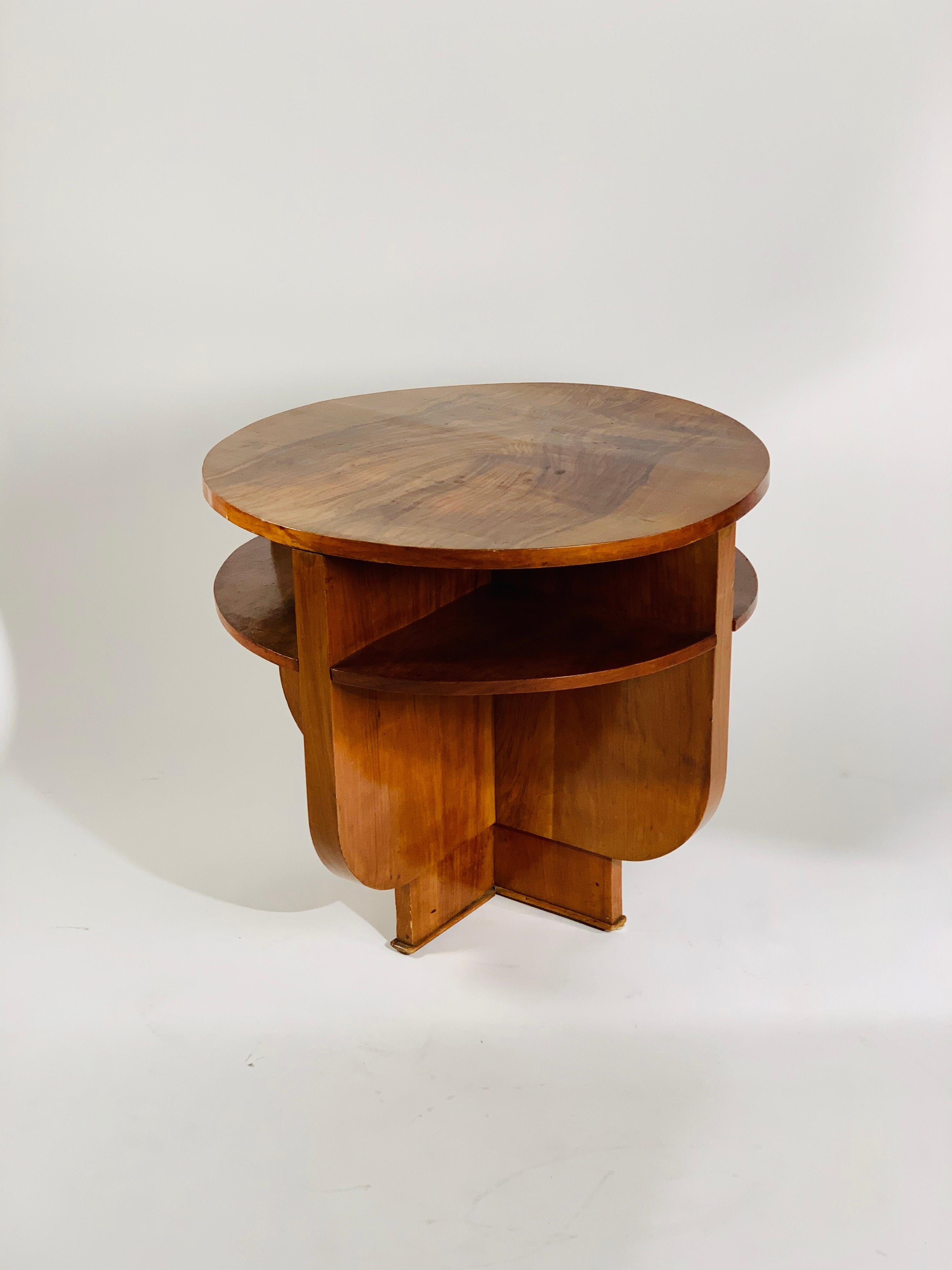 French Walnut Art Deco Side Table