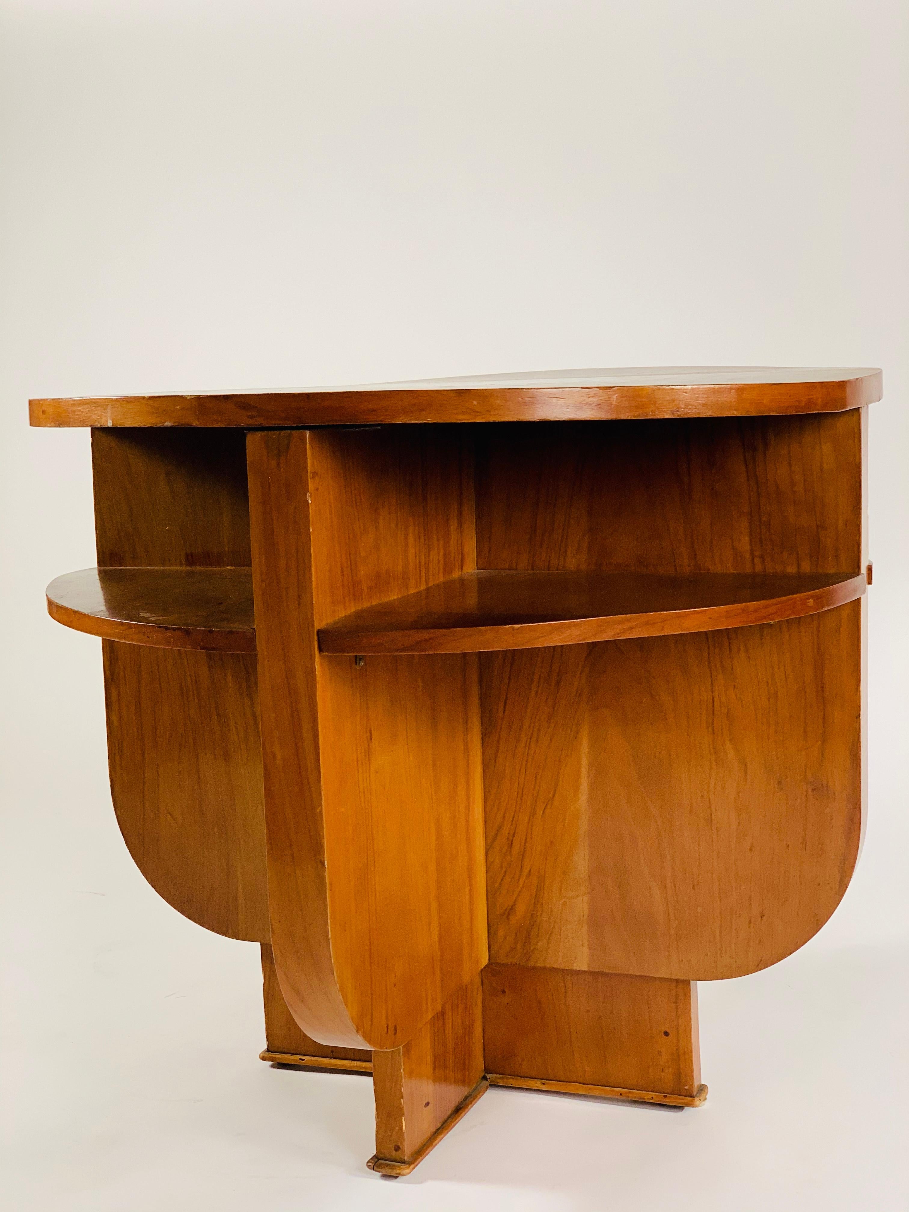 Walnut Art Deco Side Table 1