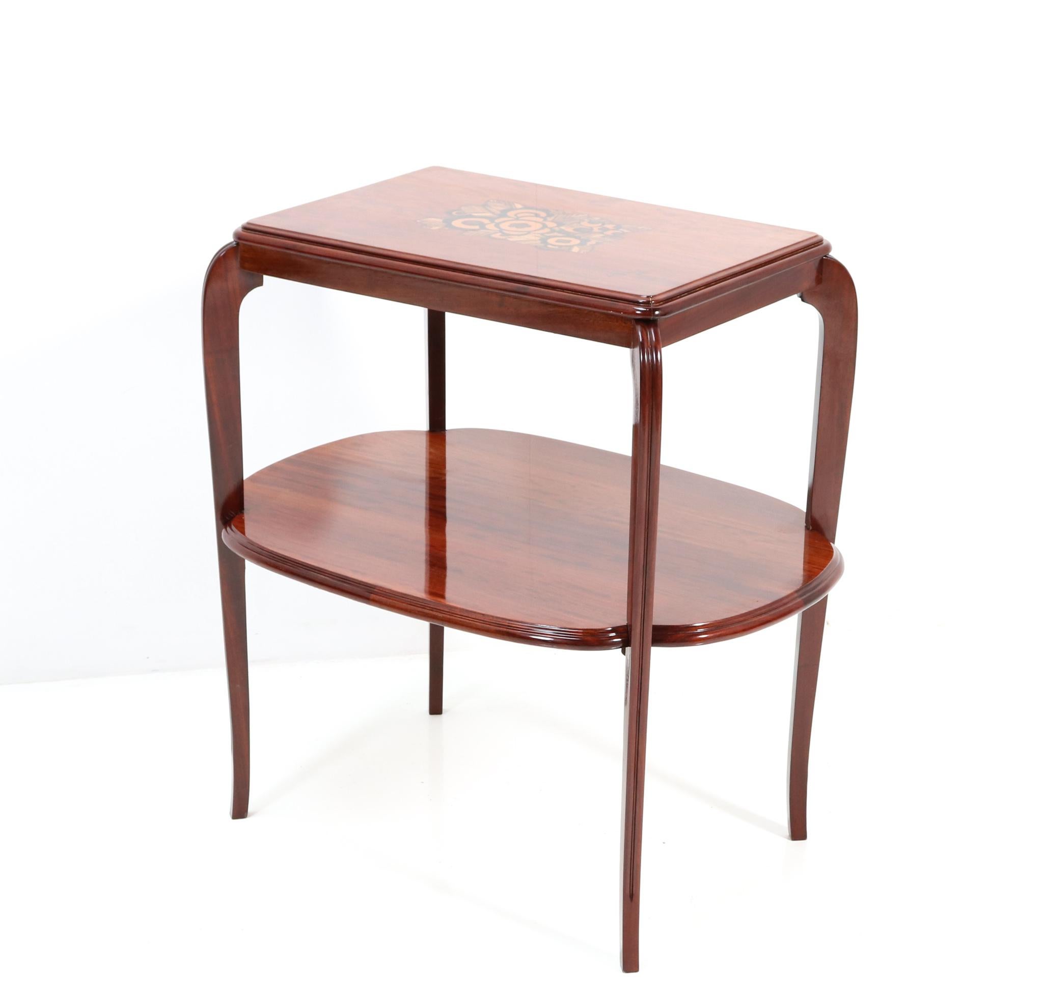 Early 20th Century Walnut Art Deco Side Table with Inlay by Louis Majorelle, 1920s