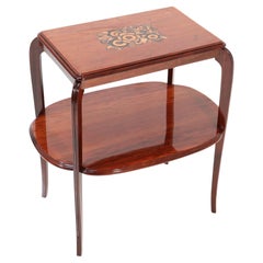 Walnut Art Deco Side Table with Inlay by Louis Majorelle, 1920s