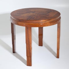 Walnut Art Deco Table, Probably France, 1940s