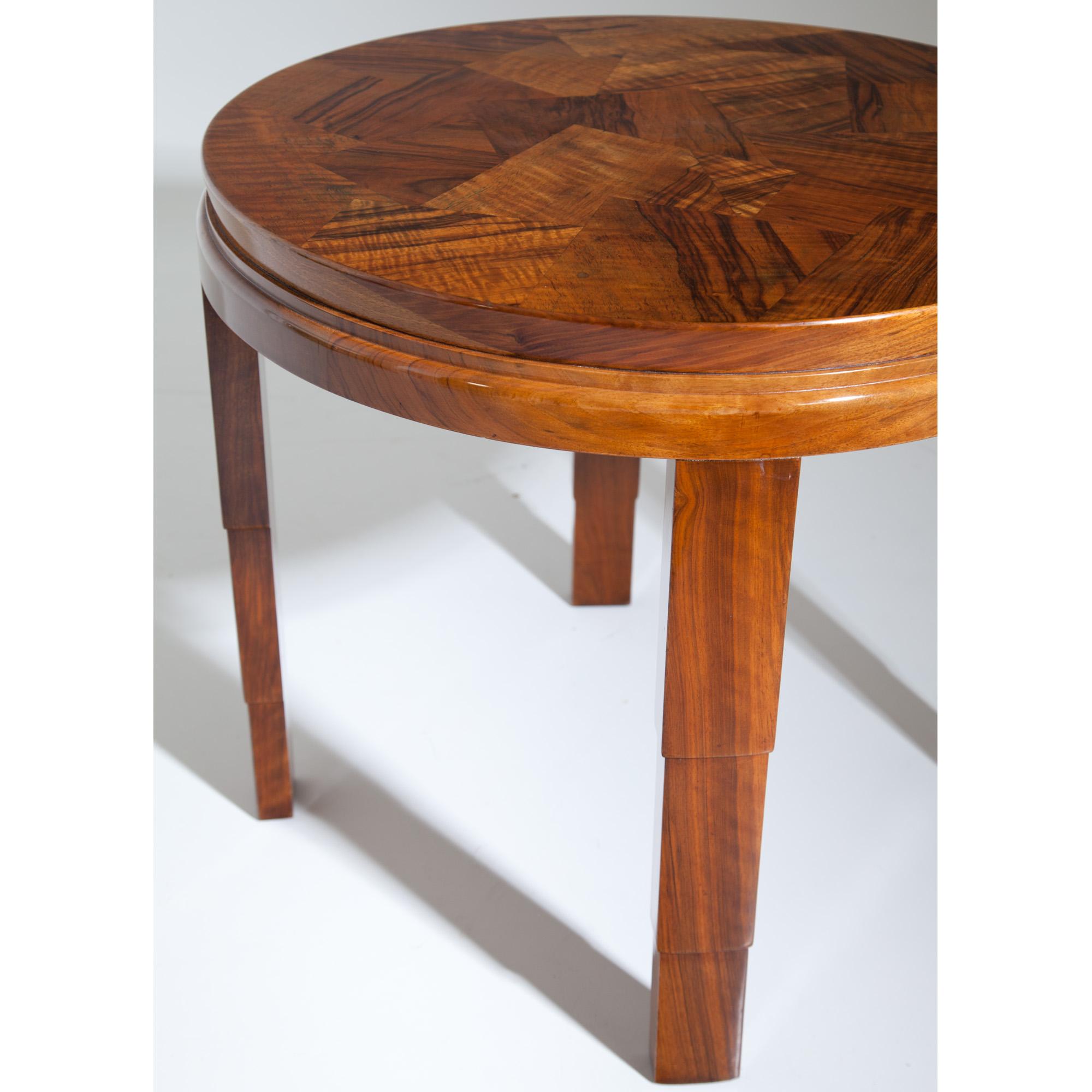 Veneer Walnut Art Deco Table, Probably France, 1940s