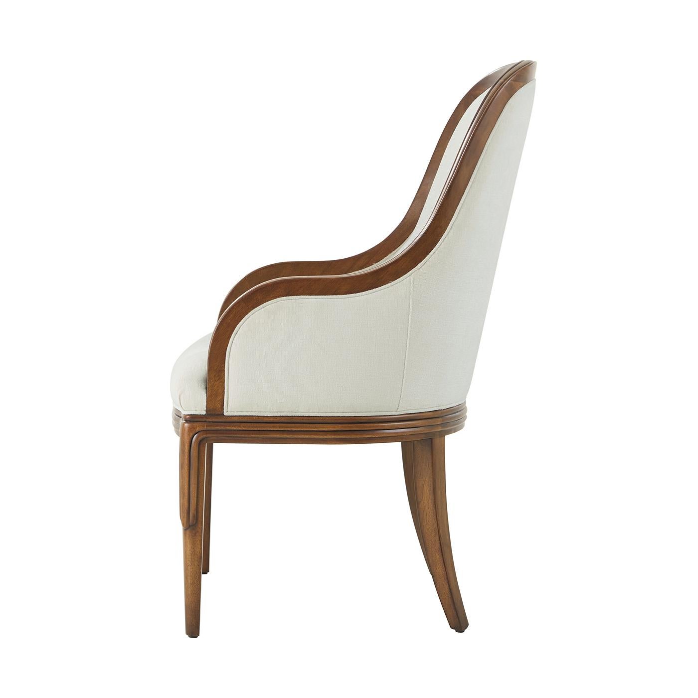 Gepolsterte Esstischsessel aus Nussbaum im Art déco-Stil (2er-Set) (21. Jahrhundert und zeitgenössisch) im Angebot