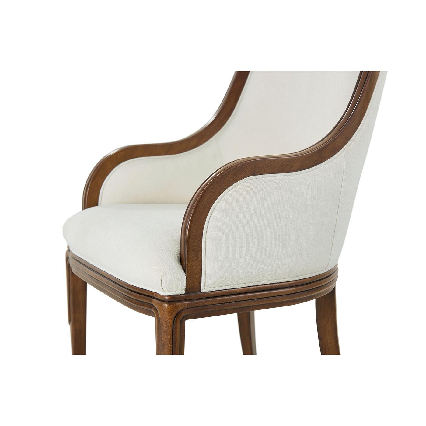 Gepolsterte Esstischsessel aus Nussbaum im Art déco-Stil (2er-Set) im Angebot 3