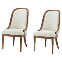 Walnut Art Deco Upholstered Dining Chairs (Sets of 2)
