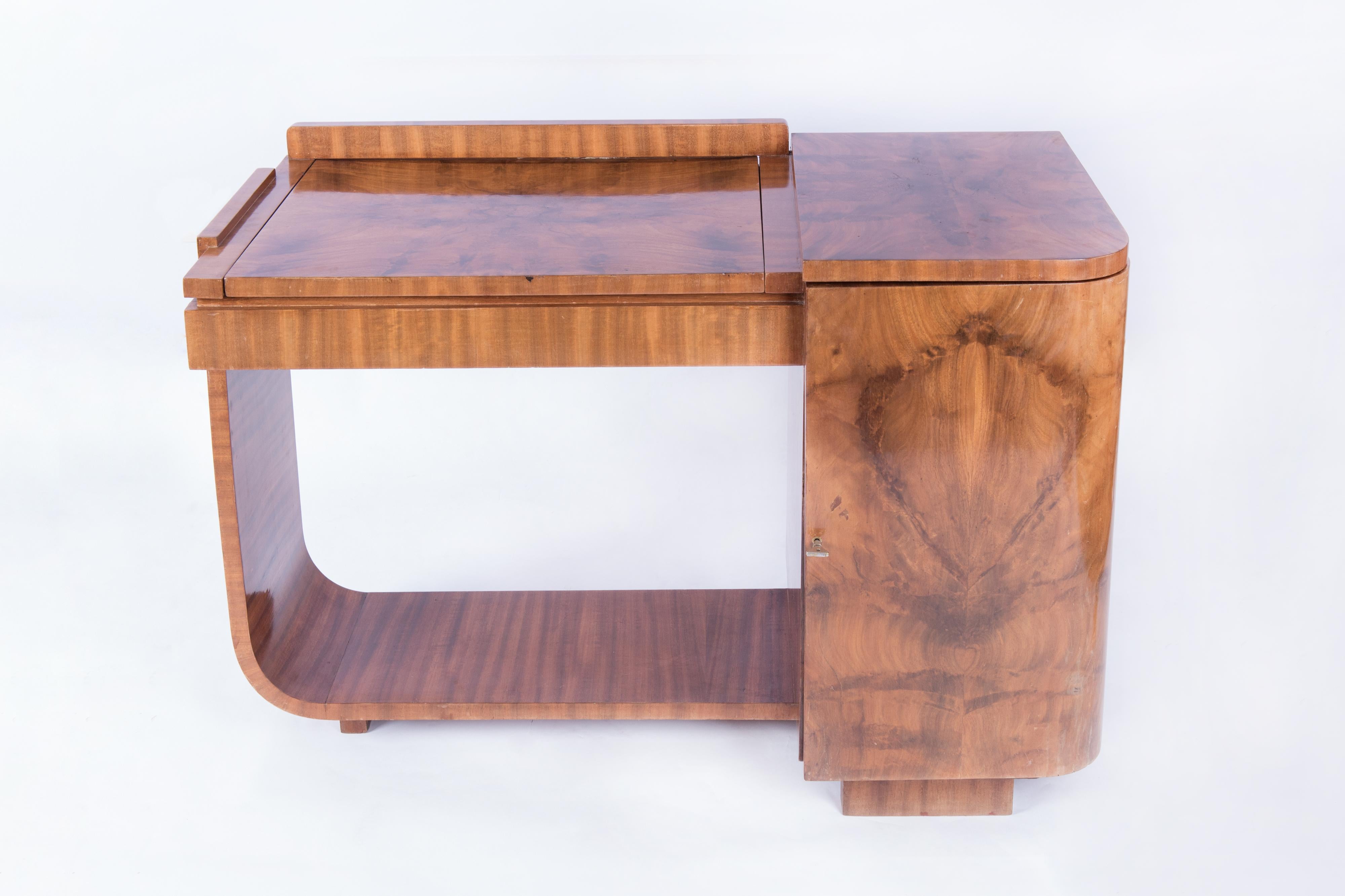 French Walnut Art-Deco Vanity - Desk For Sale