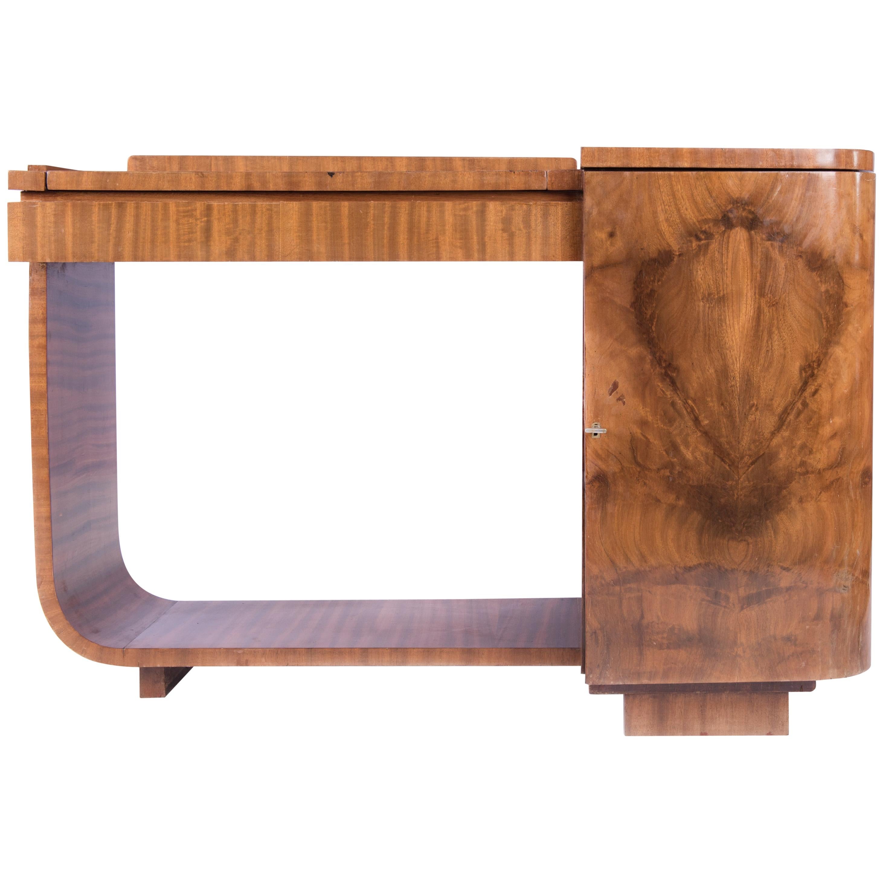 Walnut Art-Deco Vanity - Desk For Sale