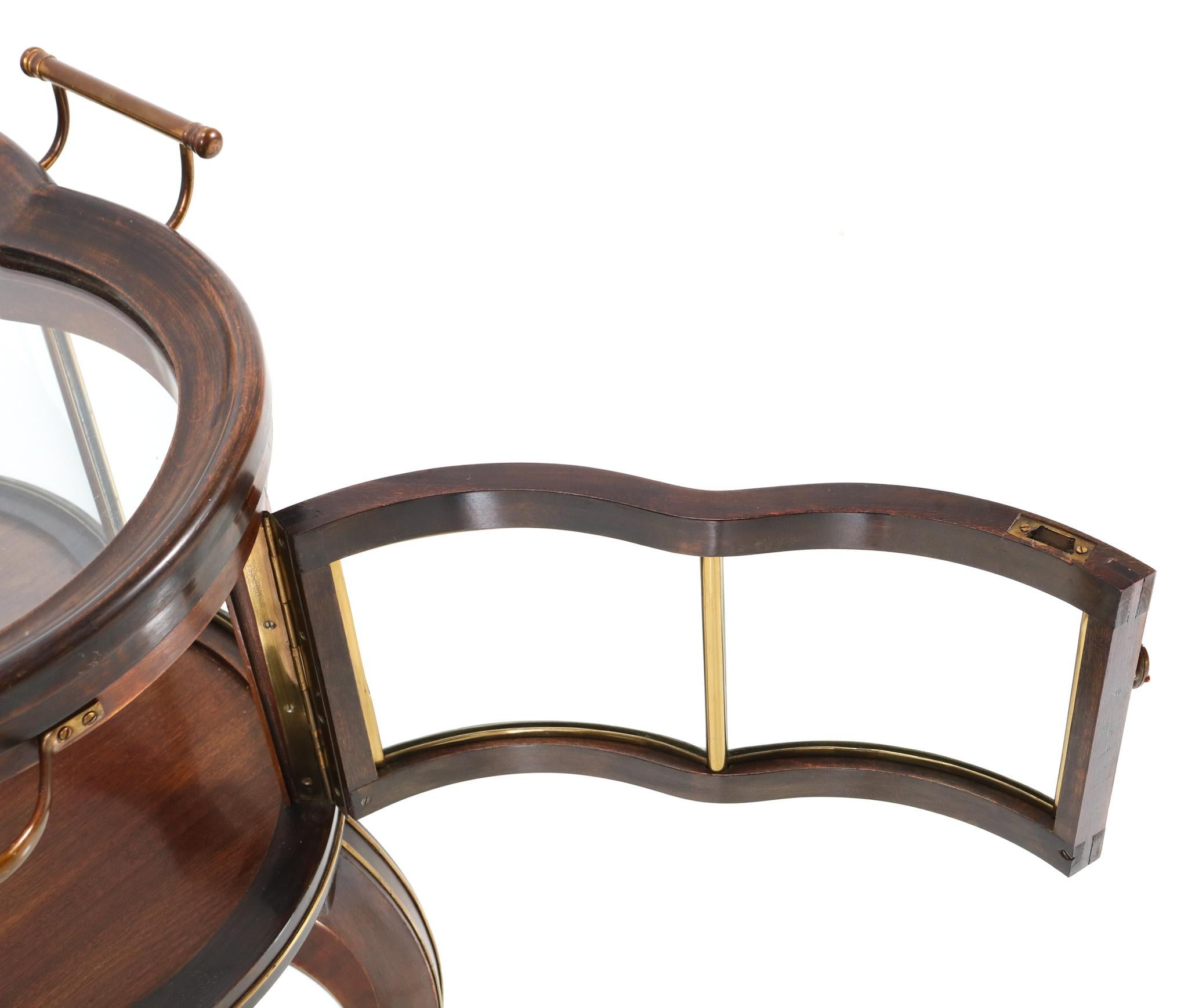 Walnut Art Nouveau Serving Trolley or Bar Cart, 1900s 6
