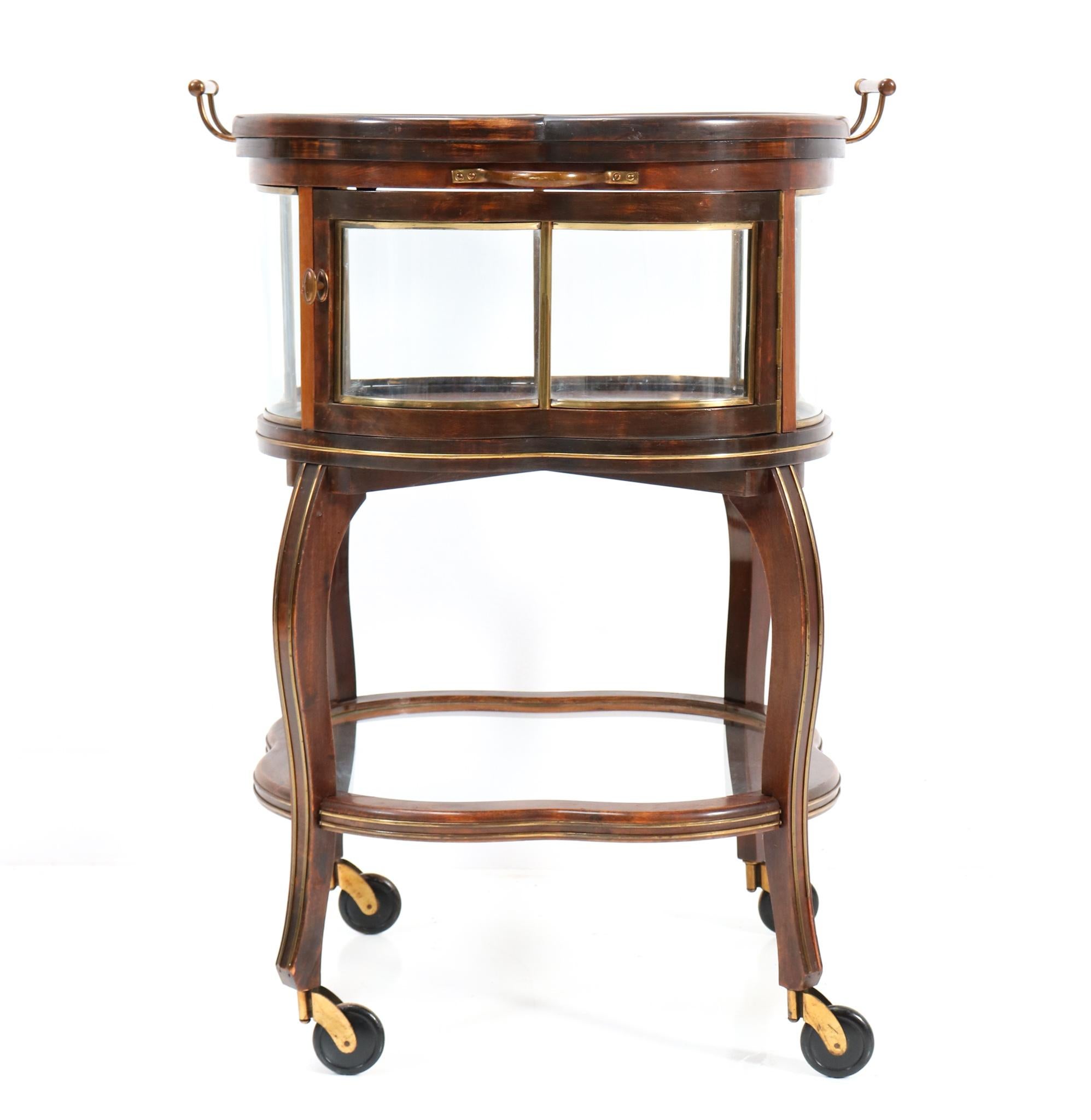 Dutch Walnut Art Nouveau Serving Trolley or Bar Cart, 1900s