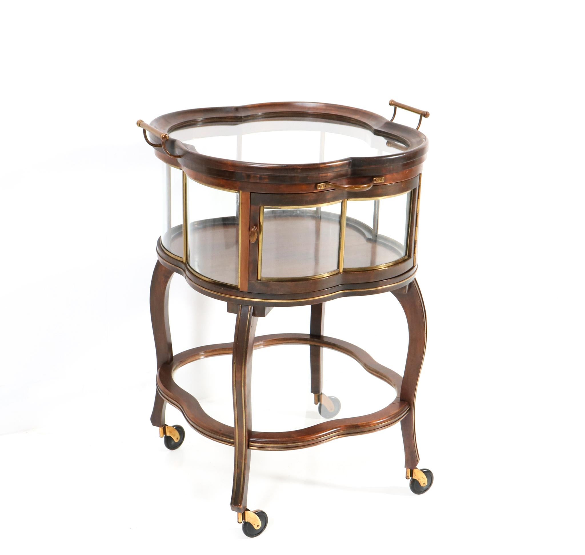 Walnut Art Nouveau Serving Trolley or Bar Cart, 1900s 1
