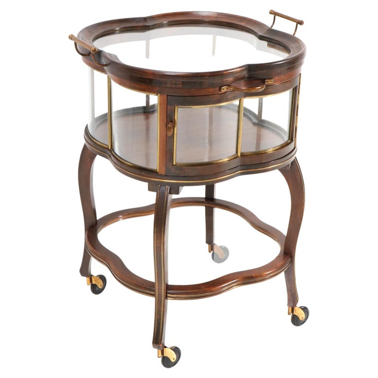 Walnut Art Nouveau Serving Trolley or Bar Cart, 1900s For Sale at 1stDibs