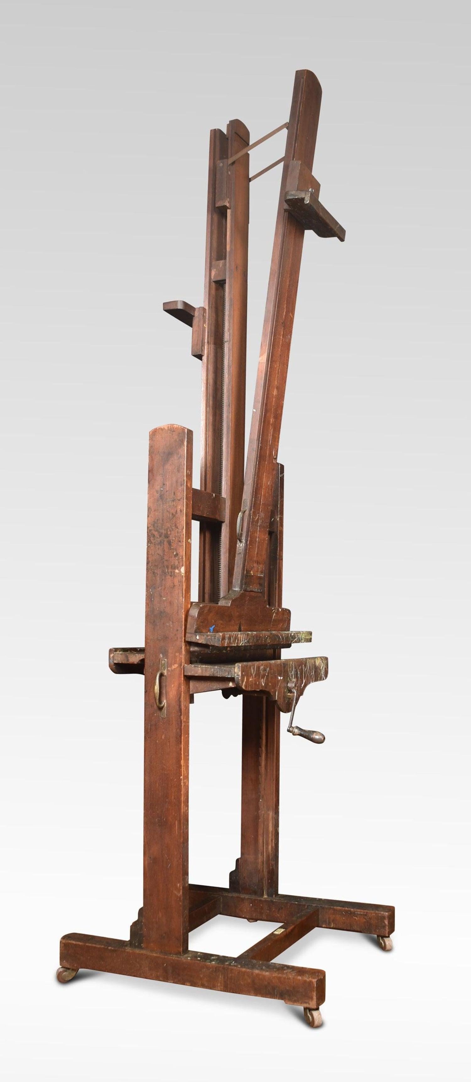 19th Century Walnut Artist’s Fully Adjustable Studio Easel by Newman For Sale