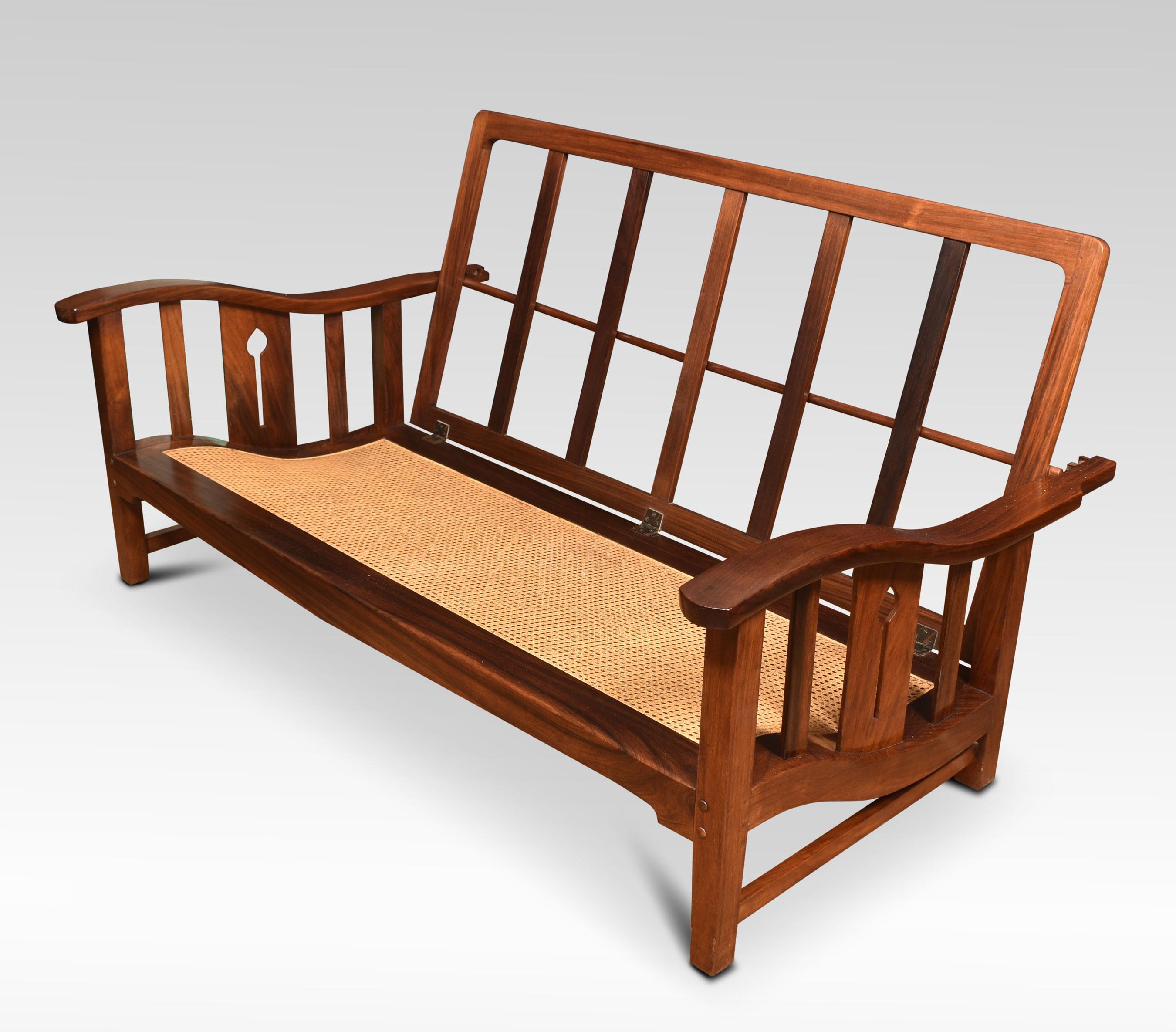 Walnut Arts and Crafts Two Seater Settee 1