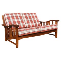 Walnut Arts and Crafts Two Seater Settee