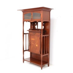 Walnut Arts & Crafts Art Nouveau Cabinet by Royal H.P. Mutters & Zoon, 1900s