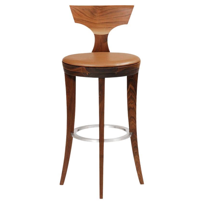 Walnut Ava Bar and Counter Stool by Lee Weitzman, in Stock For Sale