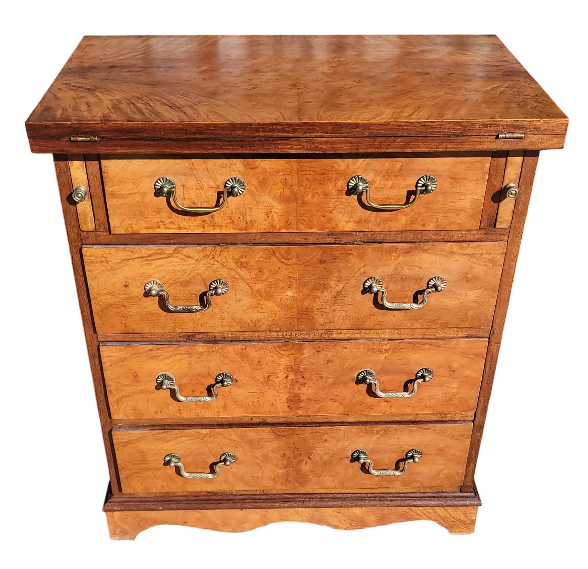 Walnut Bachelors Chest of Drawers with Brass Handles  For Sale 4