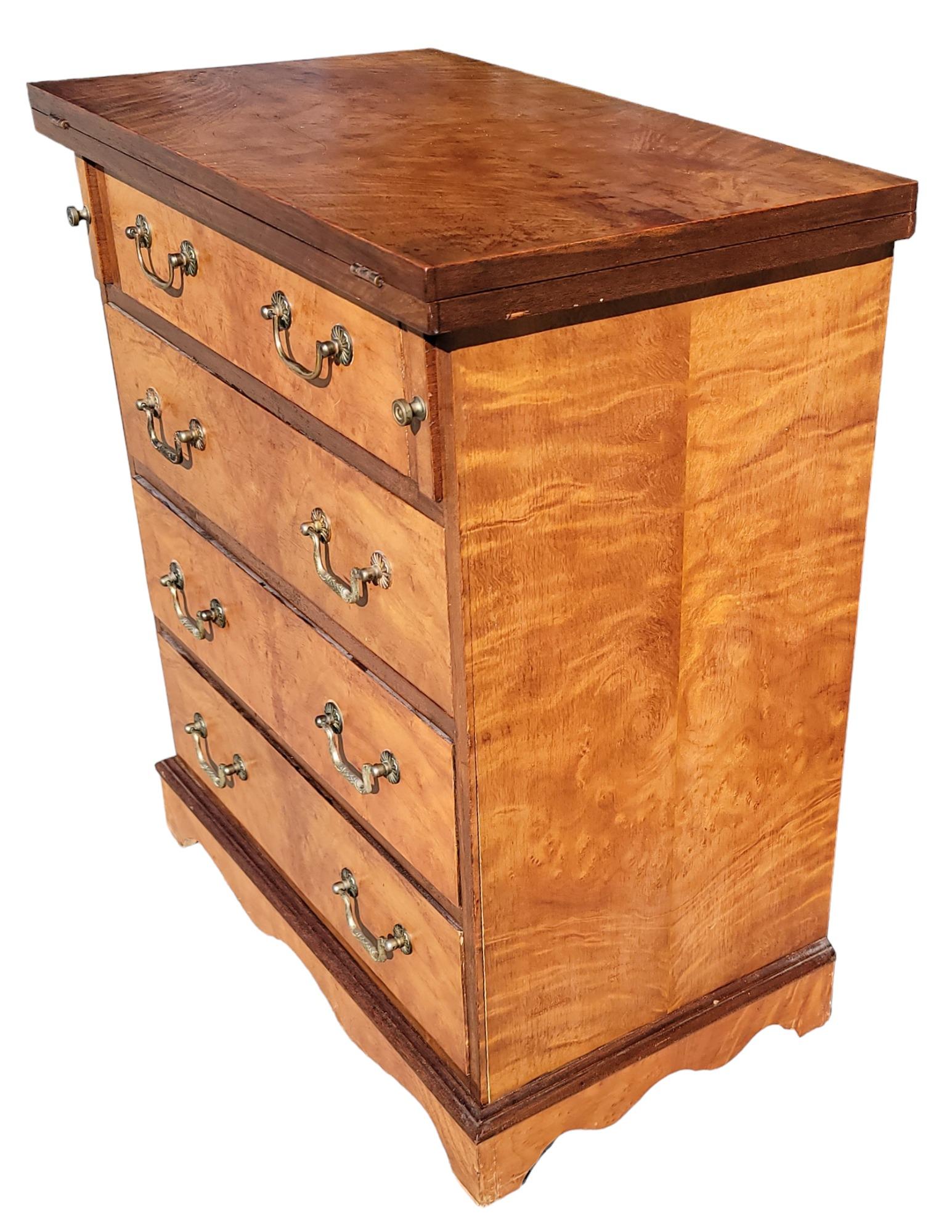 Walnut Bachelors Chest of Drawers with Brass Handles  For Sale 5