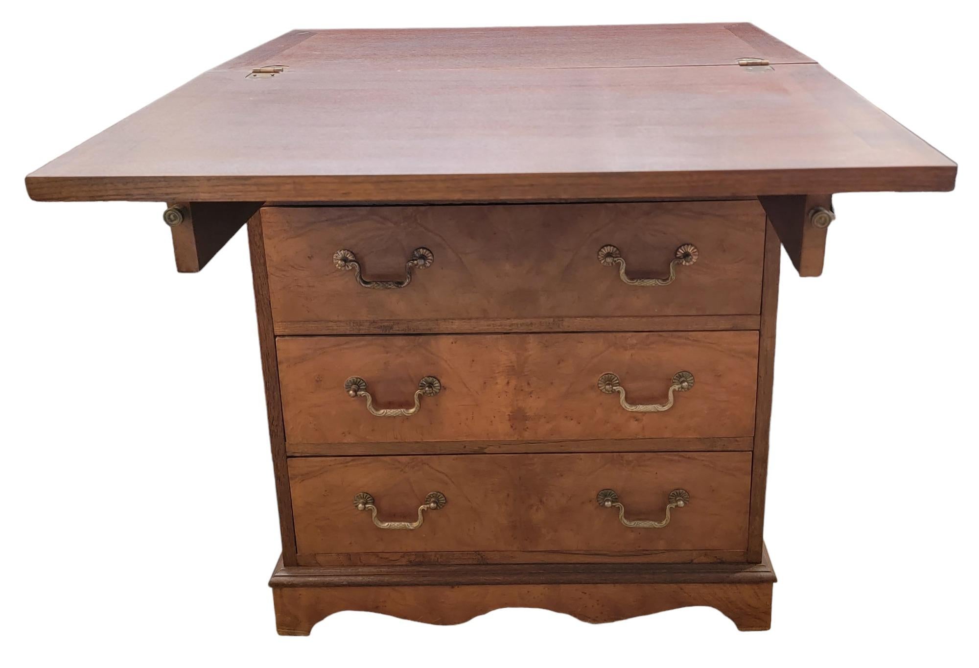 Walnut Bachelors Chest of Drawers with Brass Handles  For Sale 7