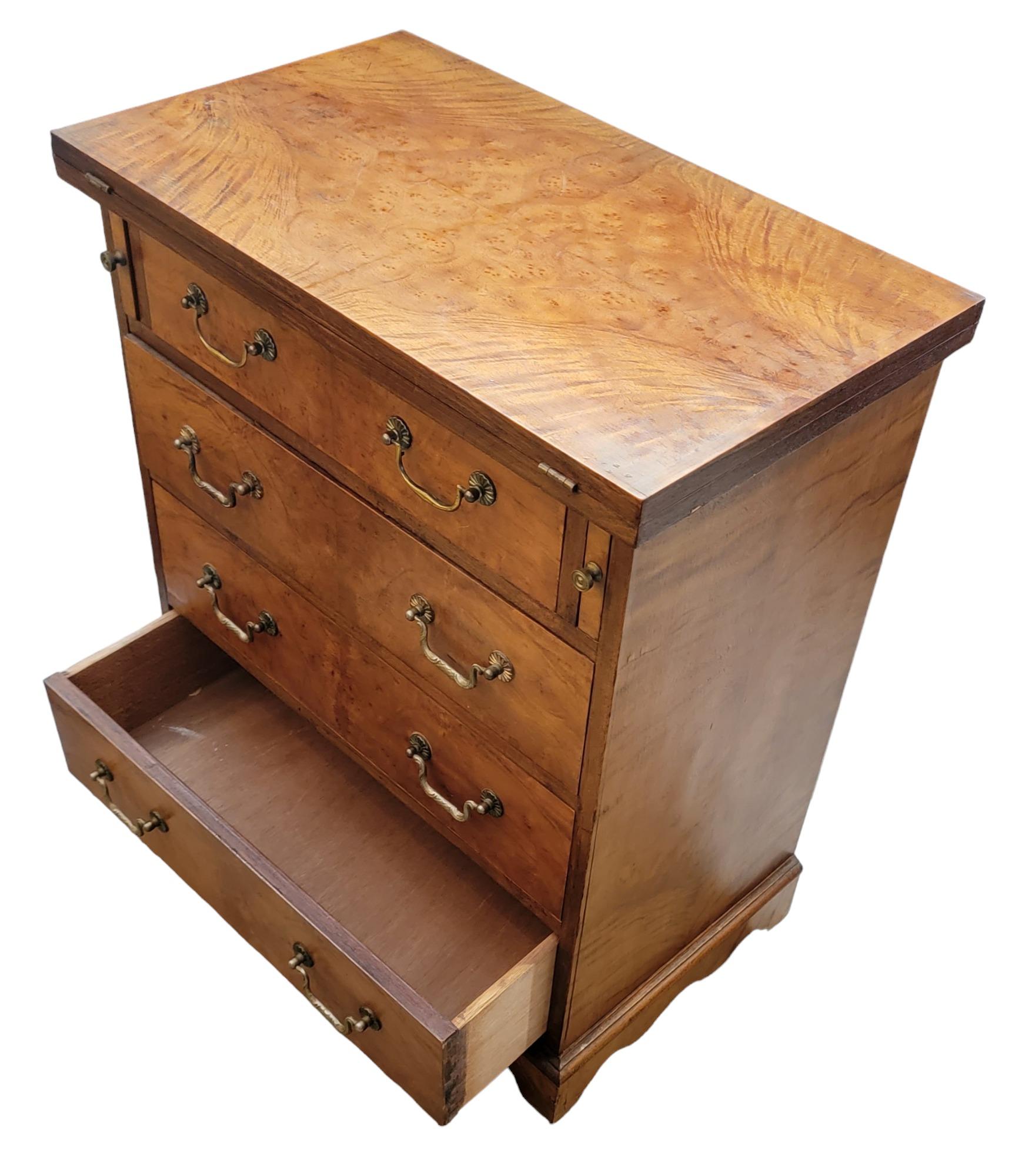 Walnut Bachelors Chest of Drawers with Brass Handles  For Sale 9