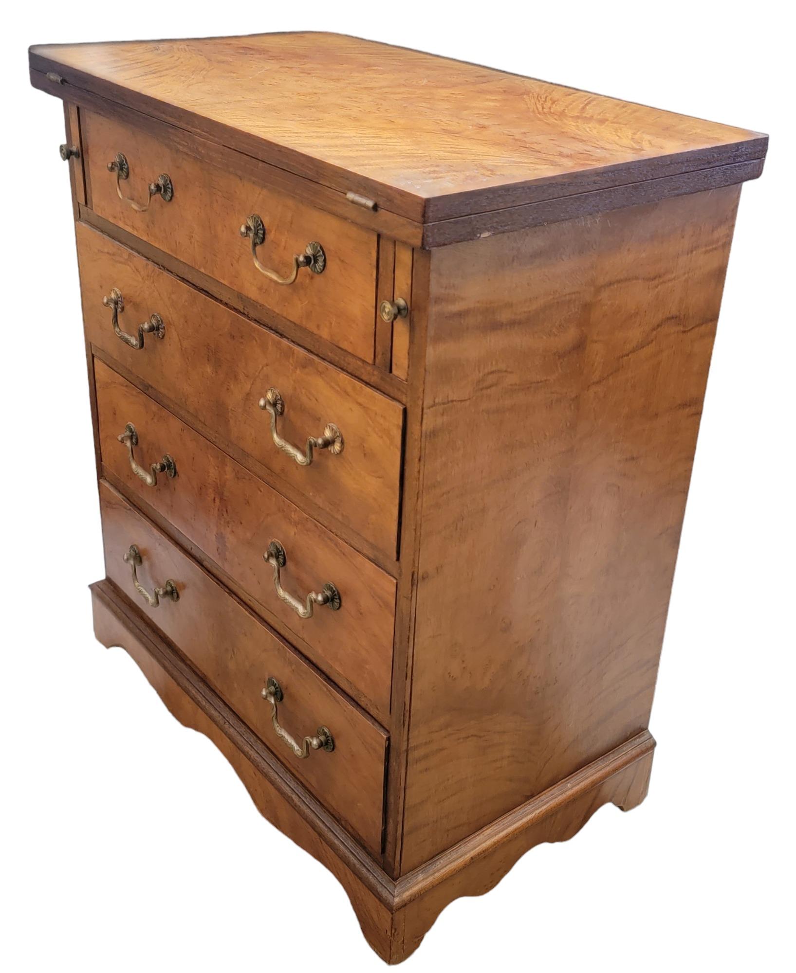 Walnut Bachelors Chest of Drawers with Brass Handles  For Sale 11