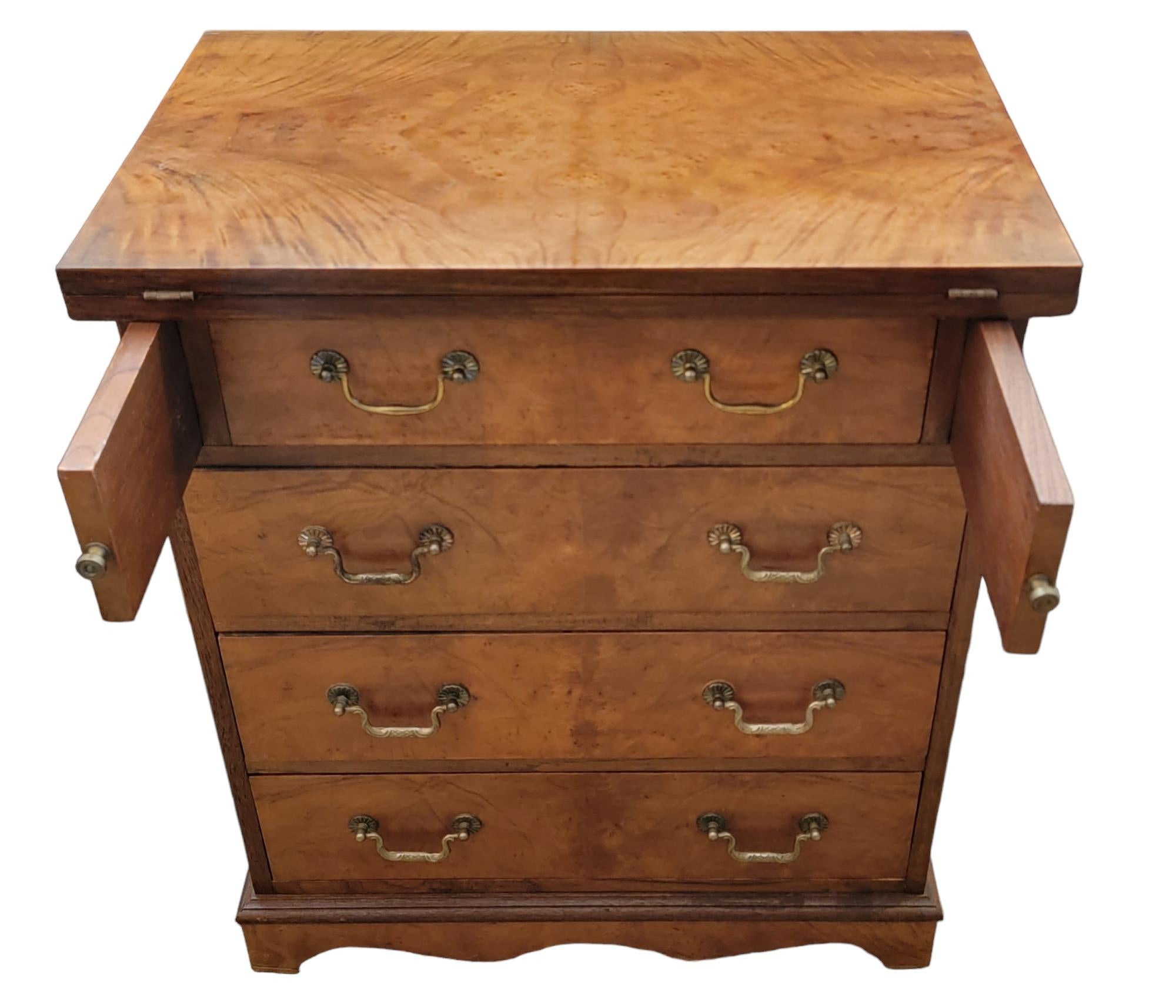 Empire Walnut Bachelors Chest of Drawers with Brass Handles  For Sale