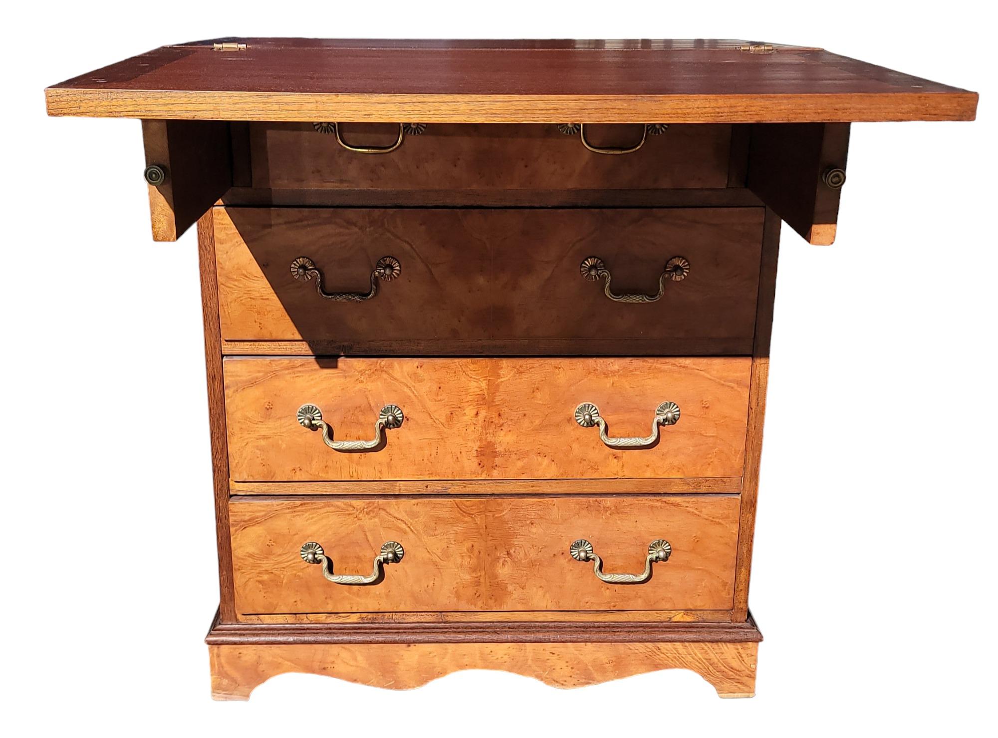 Walnut Bachelors Chest of Drawers with Brass Handles  For Sale 1