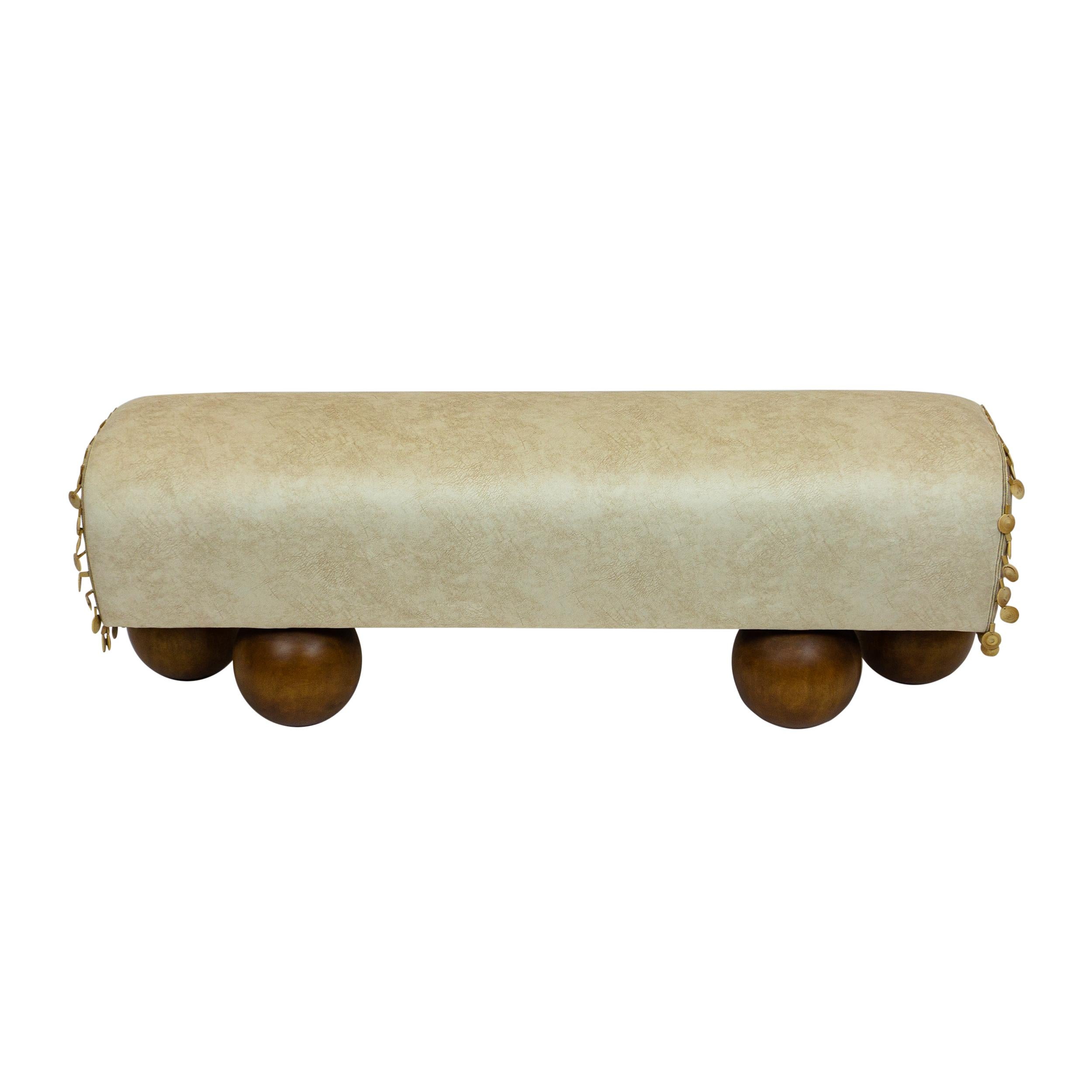 American Walnut Ball Foot Bench with Saddle Shaped Seat - Customizable For Sale