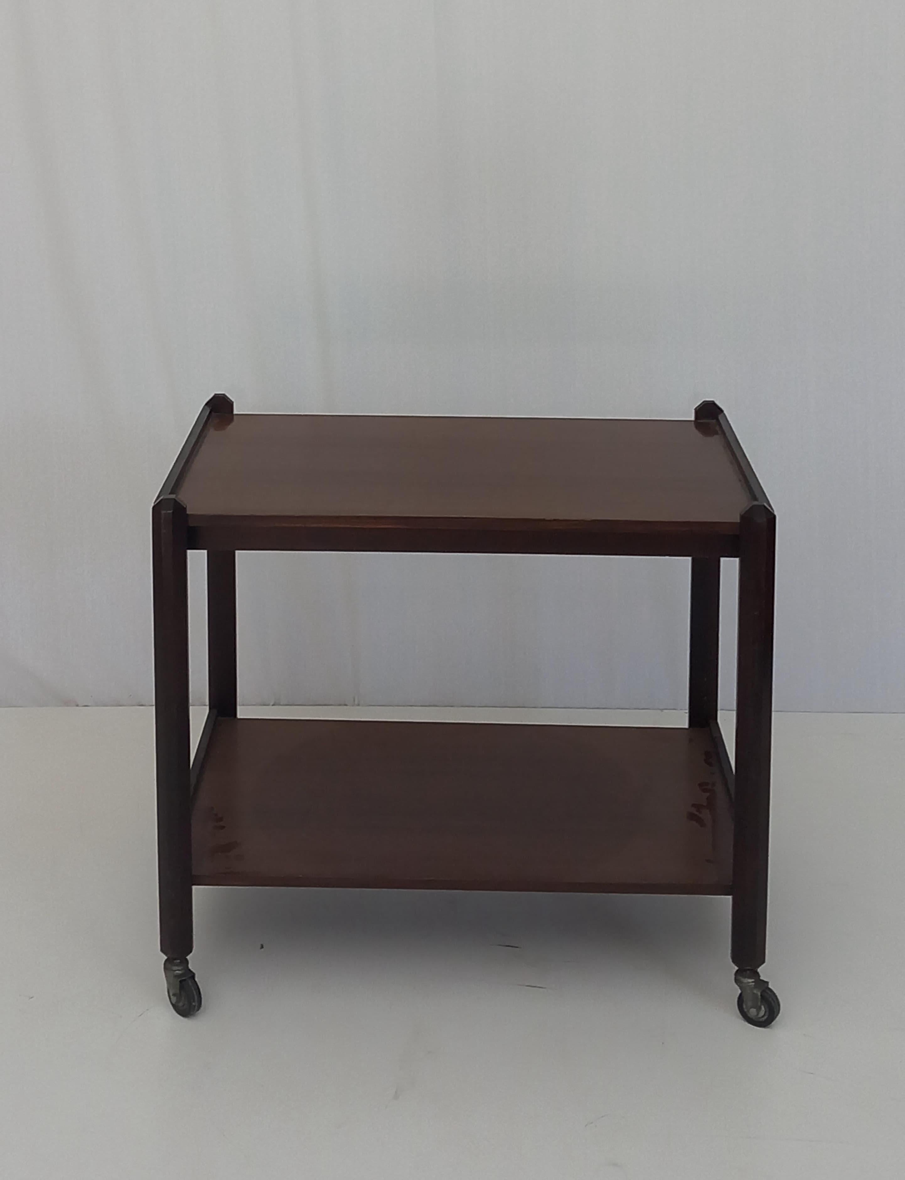 Walnut bar cart, 70s en Bueno estado para la venta en Medesano, Parma