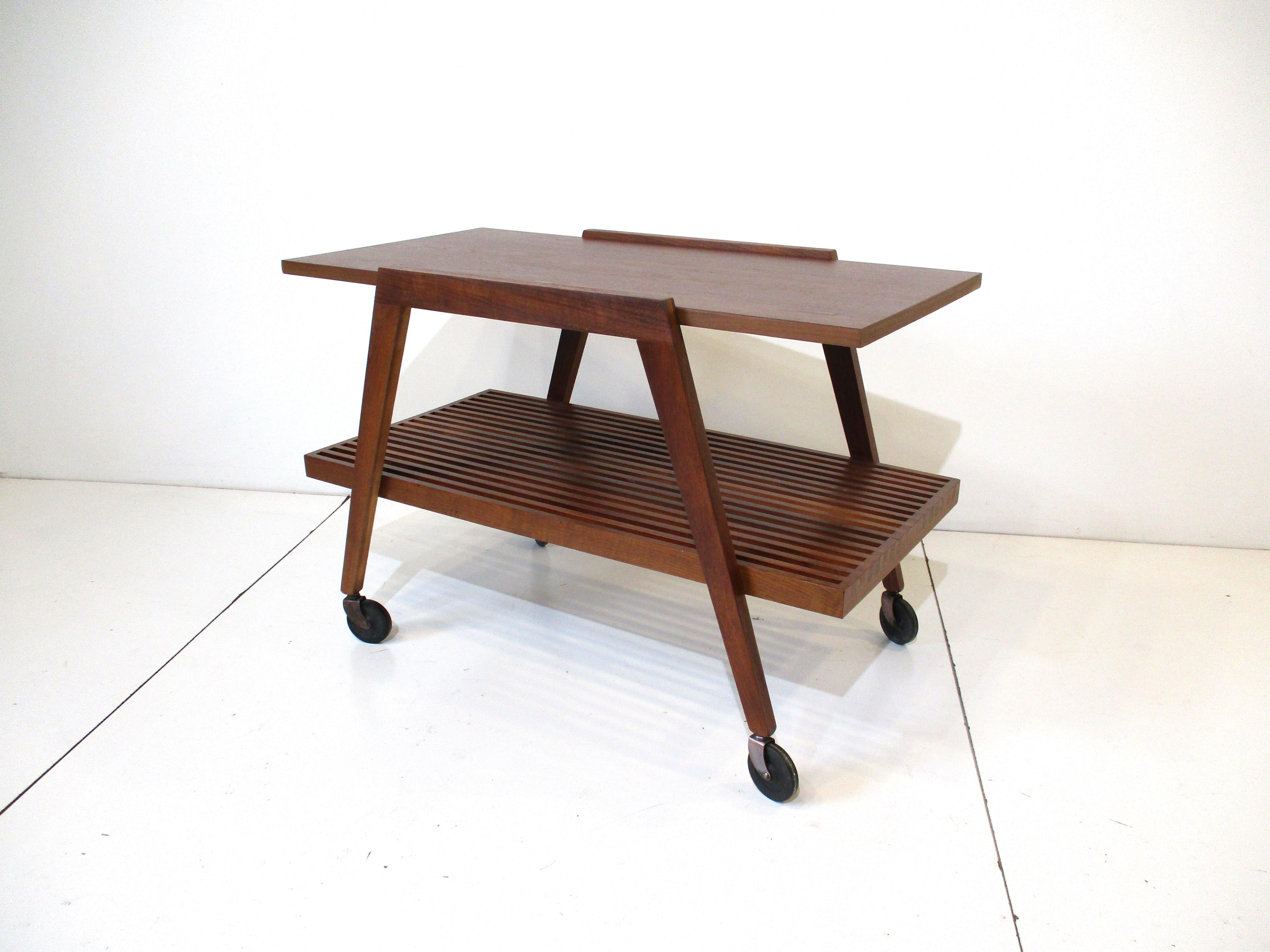 Mid-Century Modern Walnut Bar Cart in the Manner of George Nelson