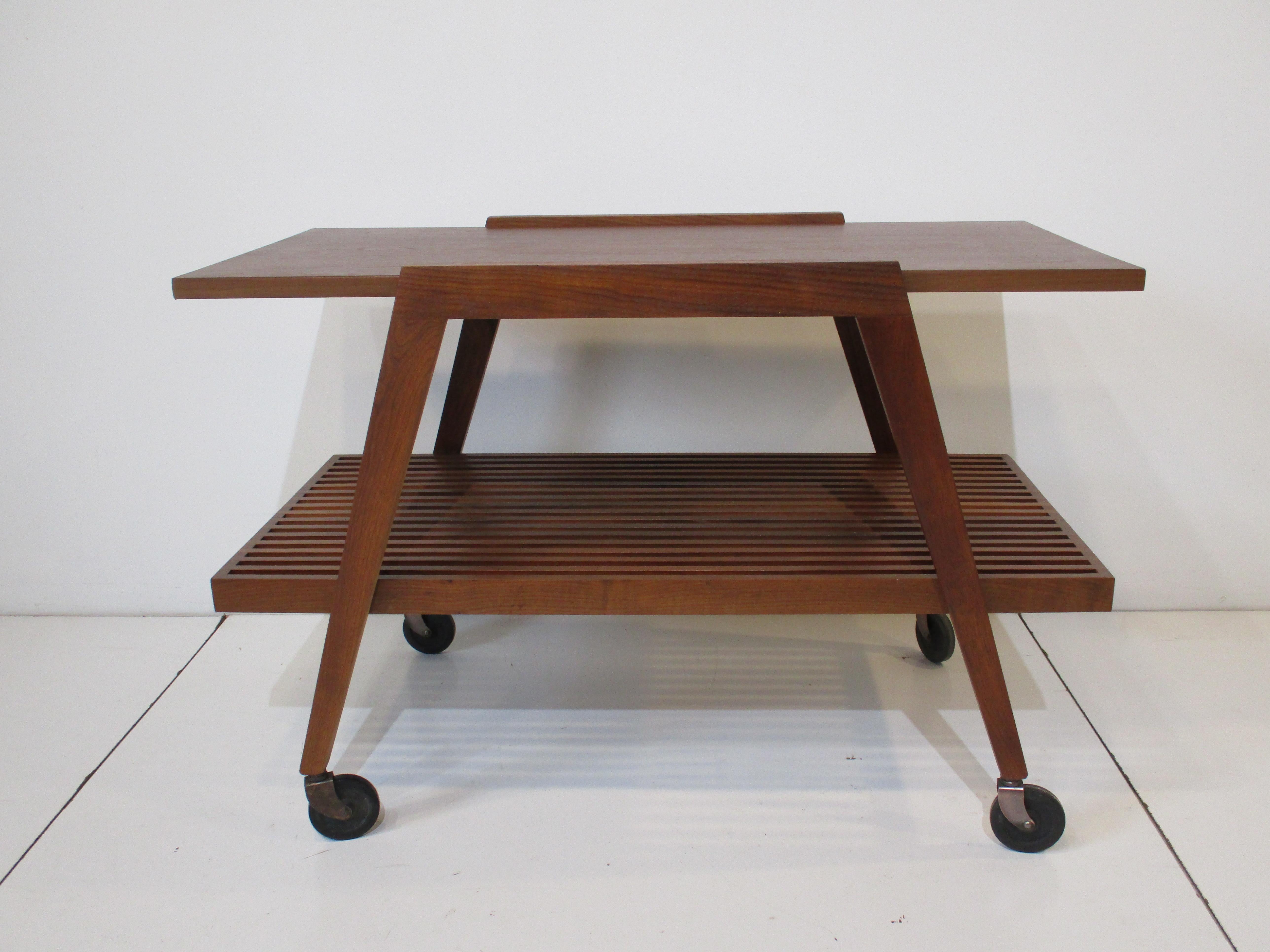 American Walnut Bar Cart in the Manner of George Nelson